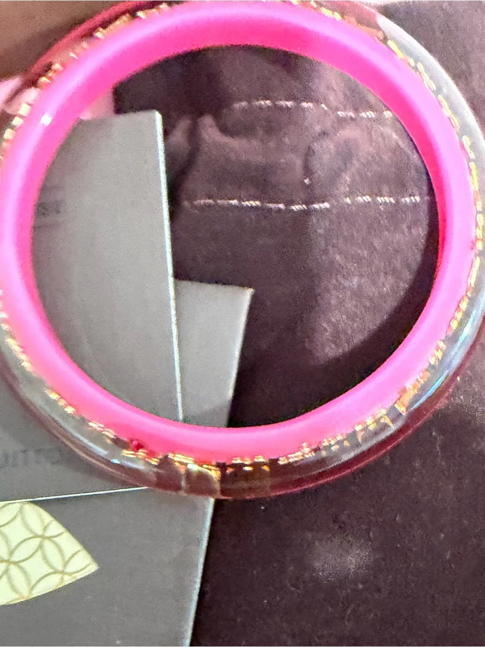 Louis Vuitton Hot Pink Monogram Bangle with Gold Monogram